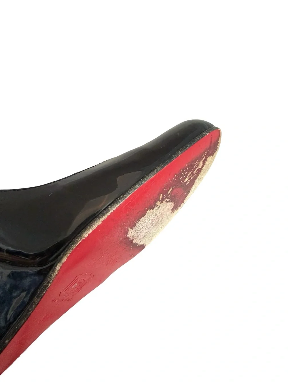 Christian Louboutin Black Patent Leather Round Toe Wedge Pumps Size 6 Women's